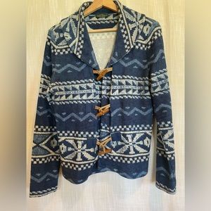 •Lauren•Ralph Lauren•Cardigan w/Wood & Rope Toggles•100% Cotton•Sz MEDIUM